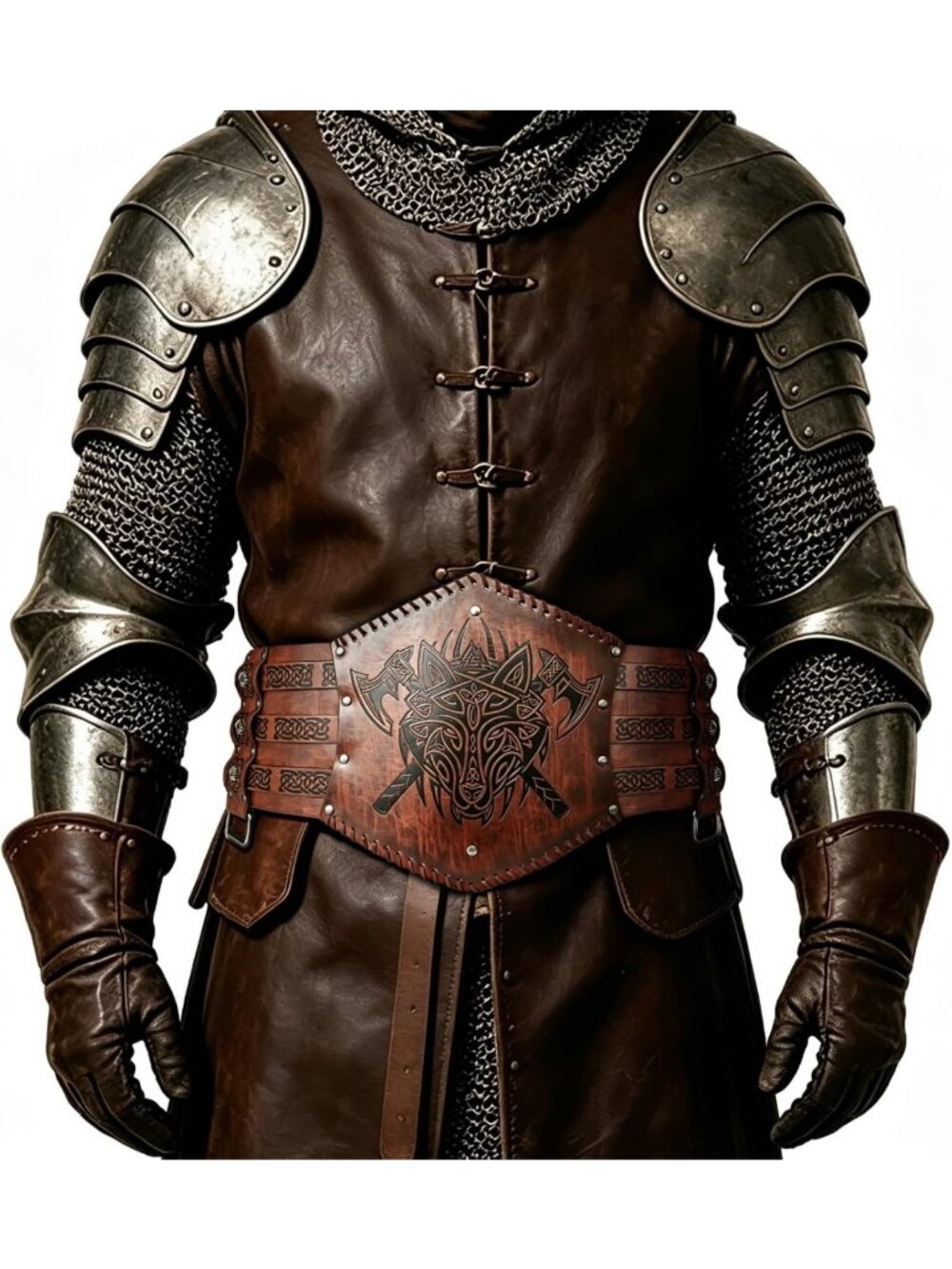 Medieval Leather Belt for Renaissance & Viking Costumes, LARP Waist Armor
